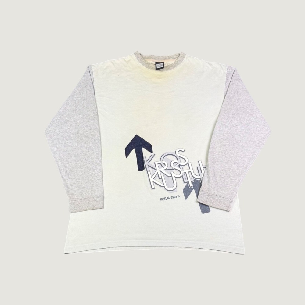 Marithe Francois Girbaud Kross Kultur Long Sleeve Shirt Mens Large Cream Grey